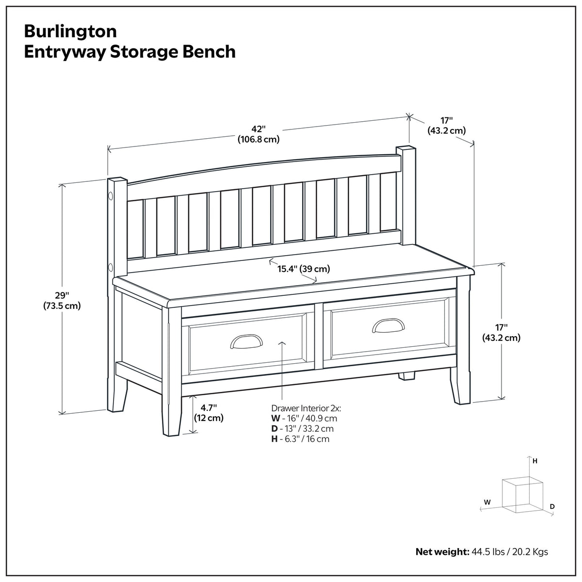 Burlington - Entryway Storage Bench With Drawers