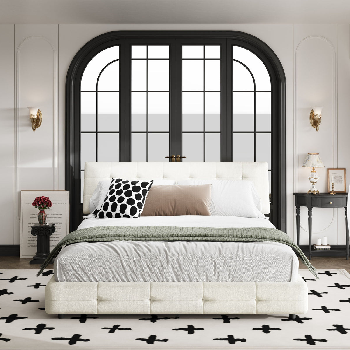 Tufted Headboard With Extra-Large Ultra-Soft Cloud Pillow Design