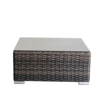 Square Coffee Table With Rustproof Frame And Clear Top - Brown Mix