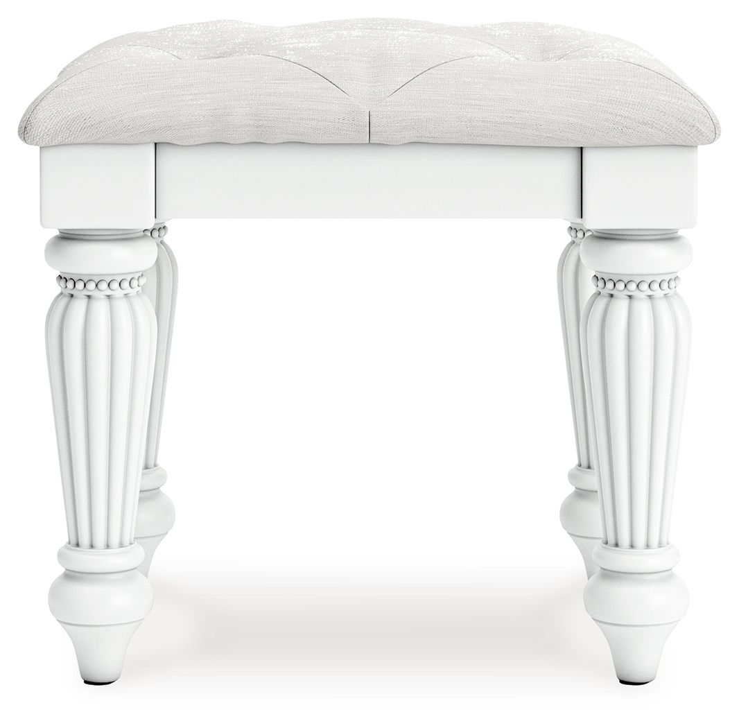 Kozlani - Vanity Upholstered Stool - White
