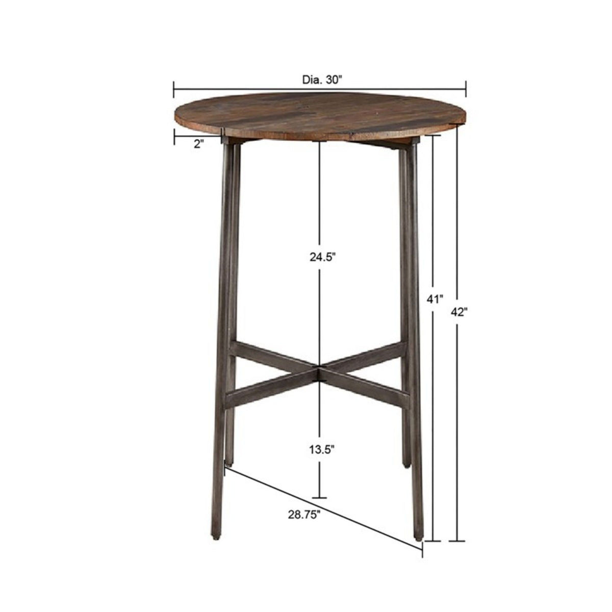 Renu - Round Bar Table With Industrial Charm - Light Brown