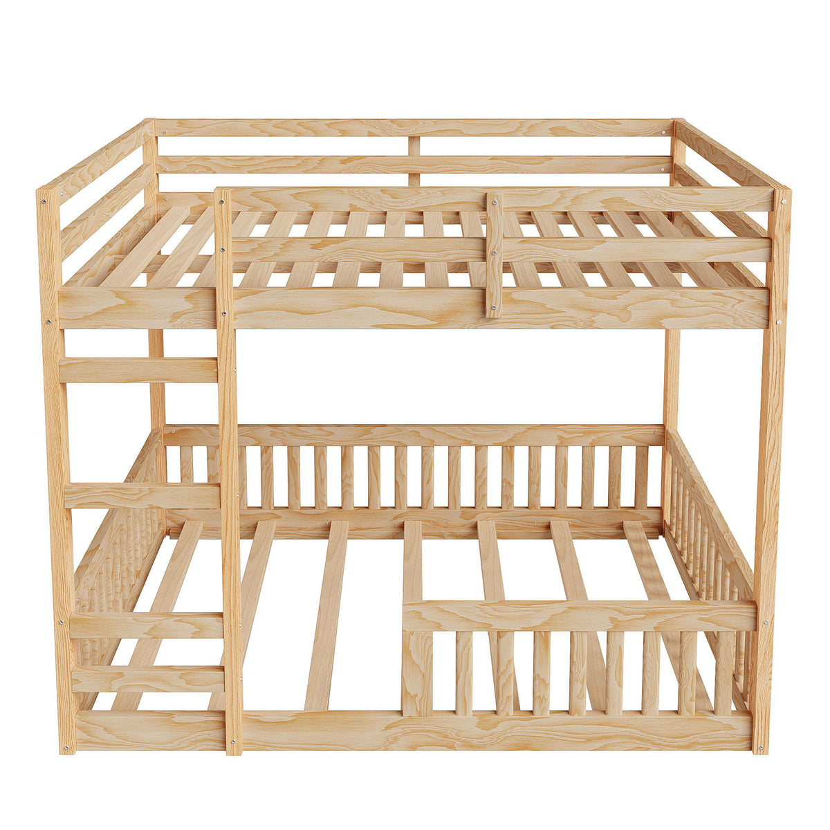 Stylish Bunk Bed With Ladder And Guardrails