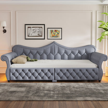 Upholstered Daybed With LED Lighting And Nailhead Trim