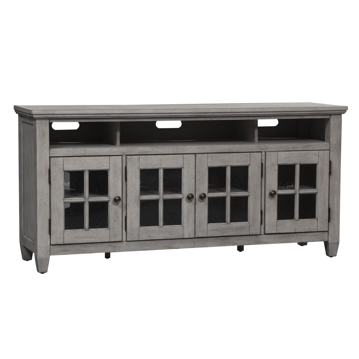 Heartland - Entertainment TV Stand - Antique White / Tobacco Tops