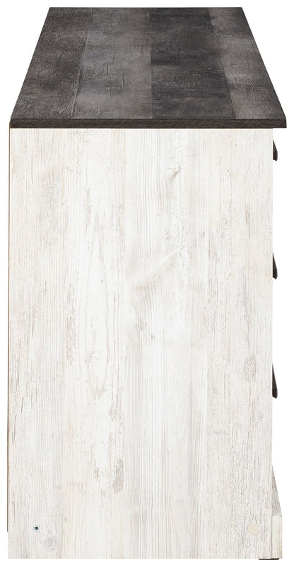 Shawburn - Six Drawer Dresser - Pewter-tone pulls - White / Black / Gray