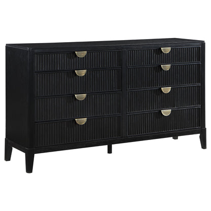 Mason - 8 Drawer Dresser With Fluted Design - Black