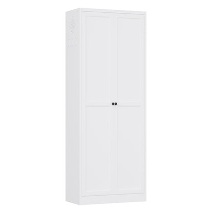 Kitchen Pantry Cabinet With Doors, Heavy-Duty Freestanding Storage Organizer With 5 Adjustable Shelves, Tool Free Assembly - White