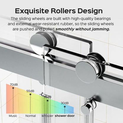 Frameless Double Sliding Shower Door - Chrome