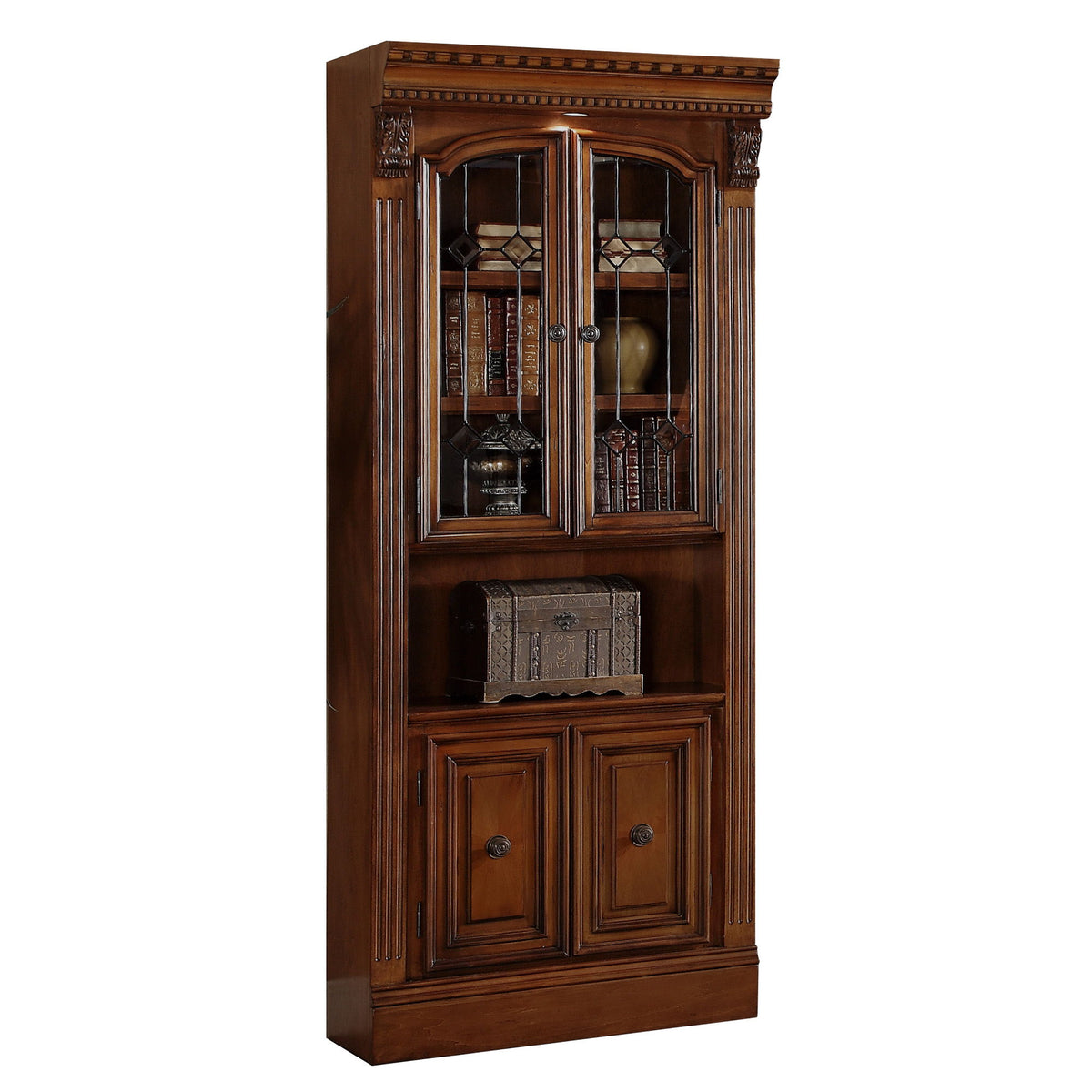 Huntington - Glass Door Cabinet - Antique Vintage Pecan