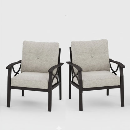 All-Weather Armchairs With Cushions, Modern Sculptural Design (Set of 2)