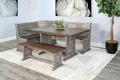 Homestead Hills - Wood Breakfast Nook Dining Set - Tobacco Leaf / Alpine Gray