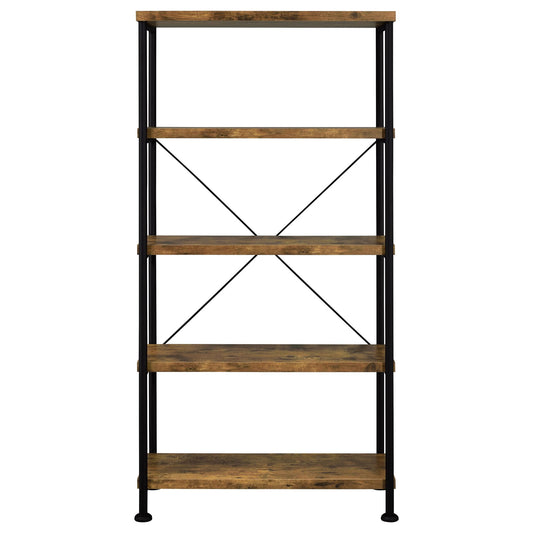 Avon - 2 Piece Computer Desk And Bookcase With 3 Drawers - Rustic Brown