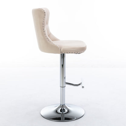 Swivel Barstools Adjusatble Seat Height From 25-33", Modern Upholstered Base Bar Stools With Backs Comfortable Tufted For Home Pub And Kitchen Island (Set of 2)