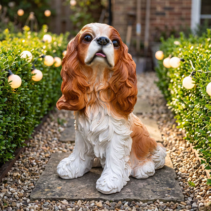 Charlie The Beagle Garden Statue, Outdoor Ornament - Brown / Antique White