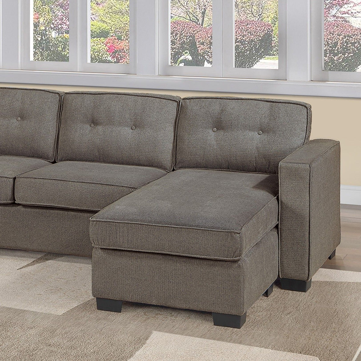 Reversible Chaise U - Sectional Couch, Living Room 3 Piece Set
