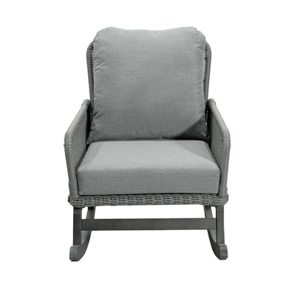 Contemporary Minimalist Wicker Rocking Chair With Soft Cushions And Durable Wooden Frame