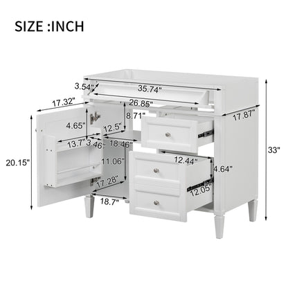 Bathroom Vanity With 2 Drawers And Tip-Out Drawer, Storage Cabinet