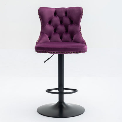 Swivel Barstools Adjusatble Seat Height, Modern Upholstered Bar Stools With Backs Comfortable Tufted For Home Pub And Kitchen Island (Set of 2)