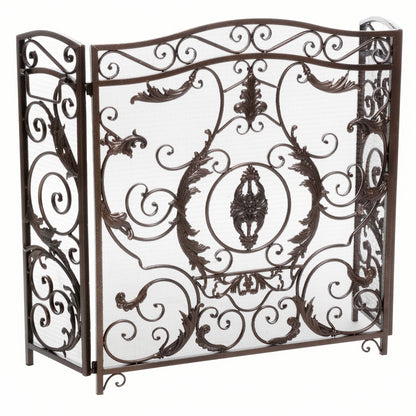 Mariella - Traditional Floral Iron Fireplace Screen With Ornate Design
