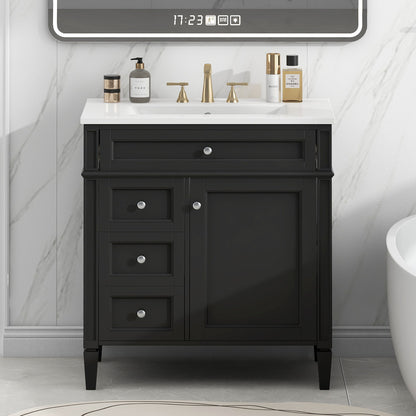 Bathroom Vanity With 2 Drawers And Tip-Out Drawer, Storage Cabinet