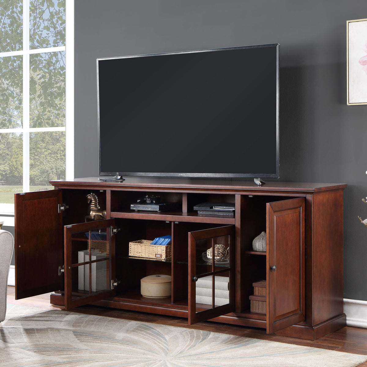 Brentwood - TV Stand Console - Dark Cherry