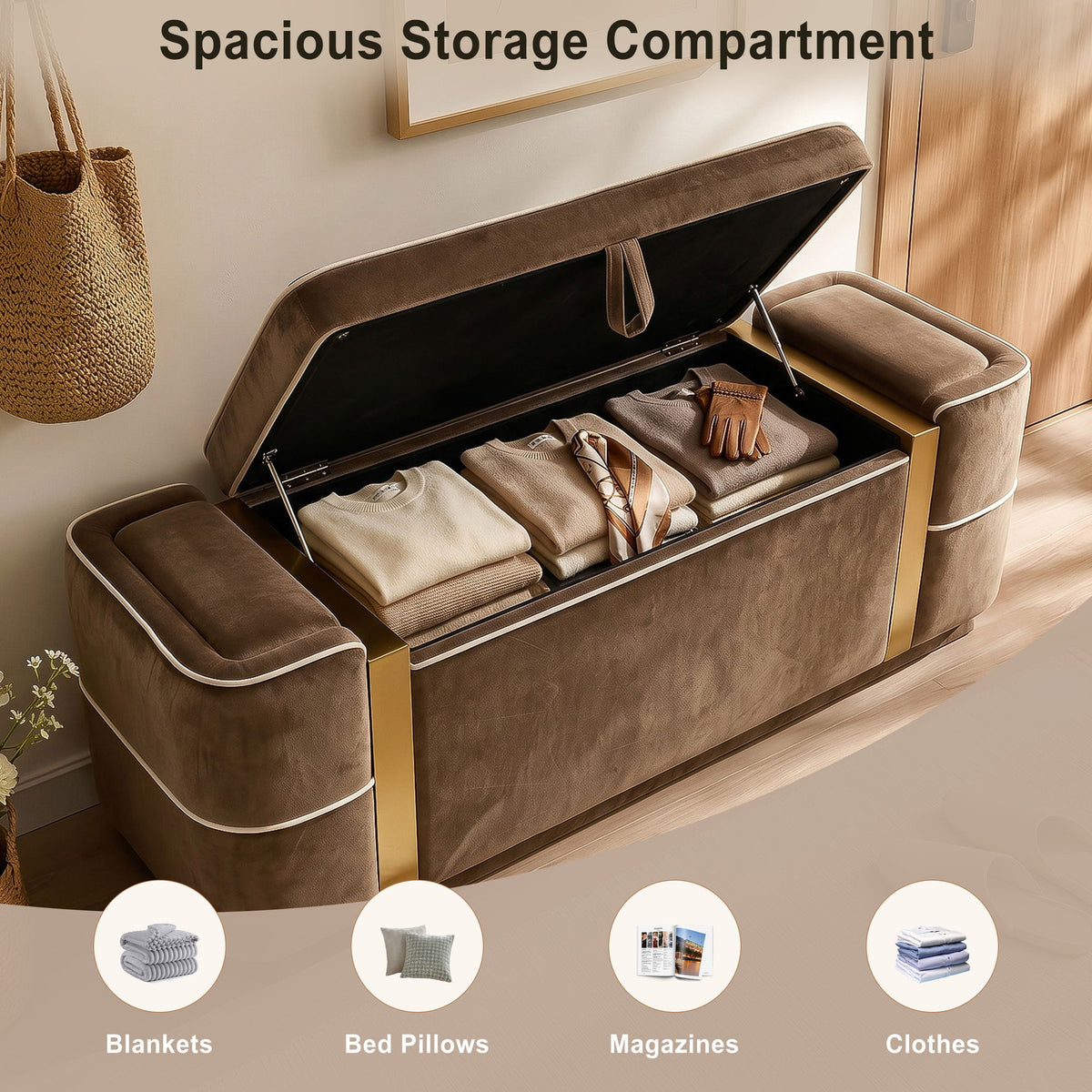 Storage Bench Upholstered Ottoman Bed End Bench With Lift Top Storage