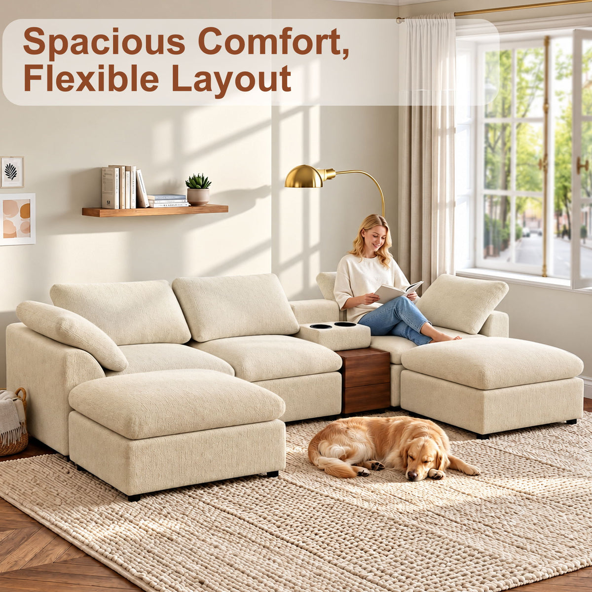 Modular Cloud Couch With Storage Console