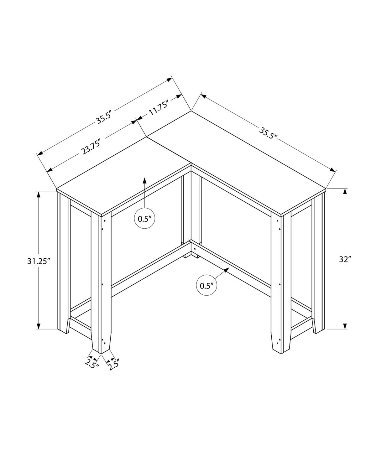 Corner Accent Console Table For Entryway, Unique Design Contemporary & Modern