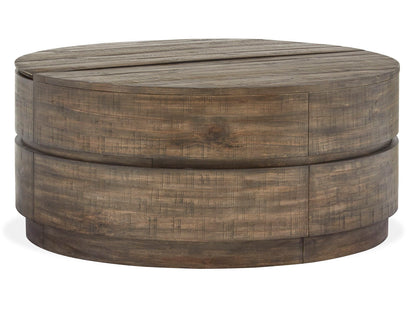 Baisden - Round Lift Top Cocktail Table With Casters - Tobacco