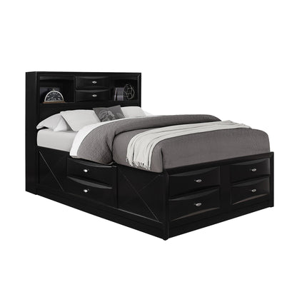 Lucille - 5 Piece Bedroom Set With Storage Drawers And Bookcase Headboard