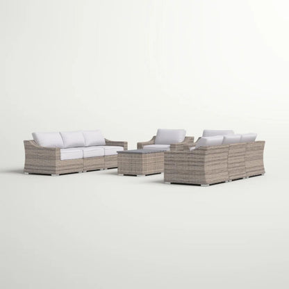 All Weather Wicker 8 Piece Patio Sectional Set With Cushions Modular Design - Gray Mix