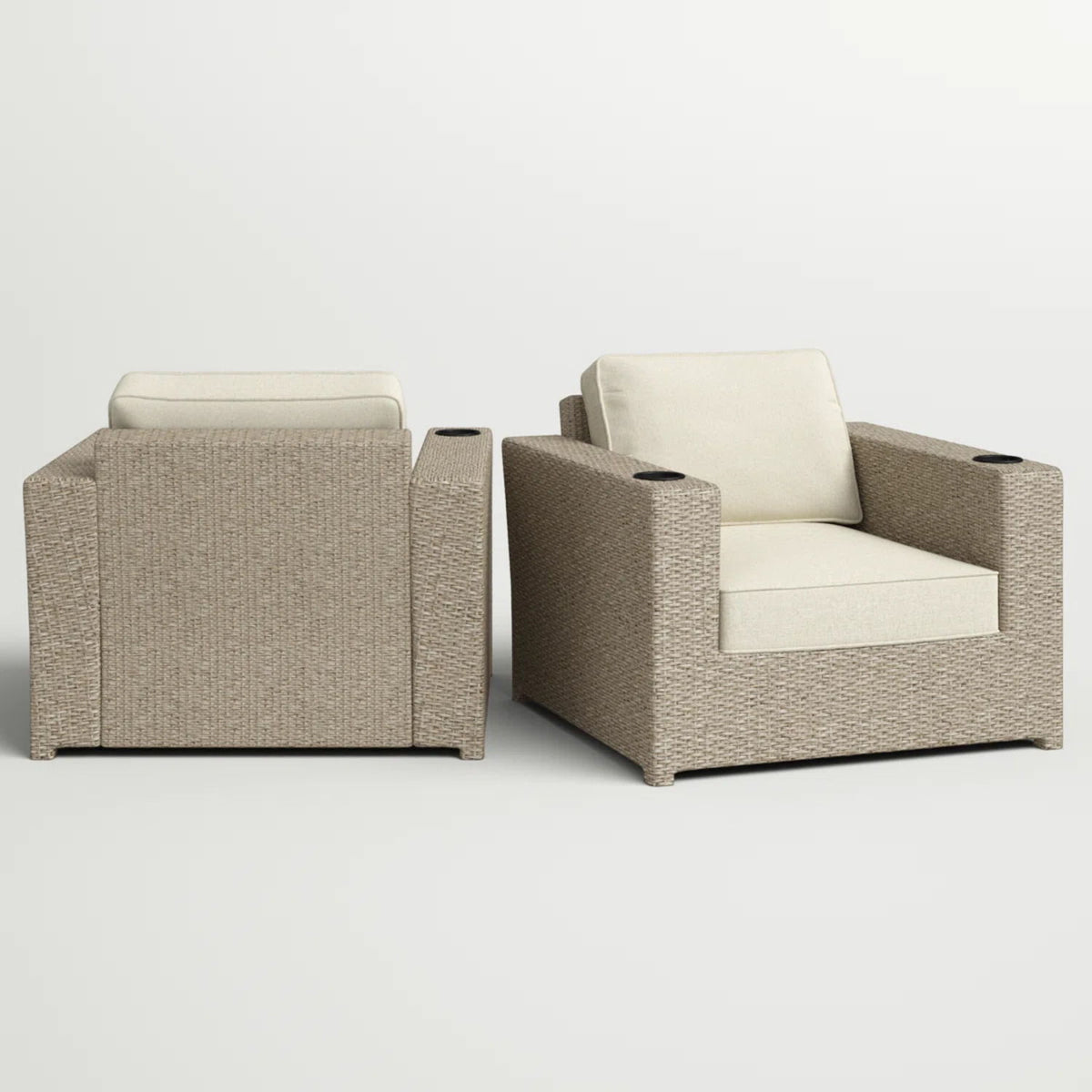Outdoor Lounge Chairs With Cushions, Weather Resistant - Gray Mix