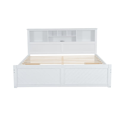 Platform Bed With Multi Storage Headboard, USB And Drawers