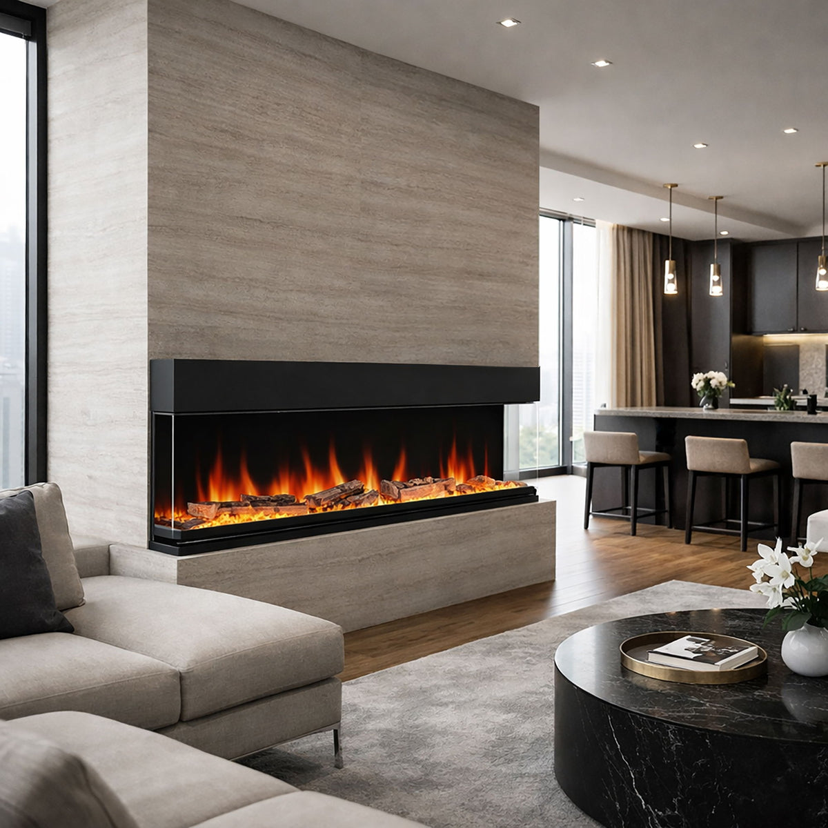 Multi Sided Electric Fireplace, With 5000 Btu Heating