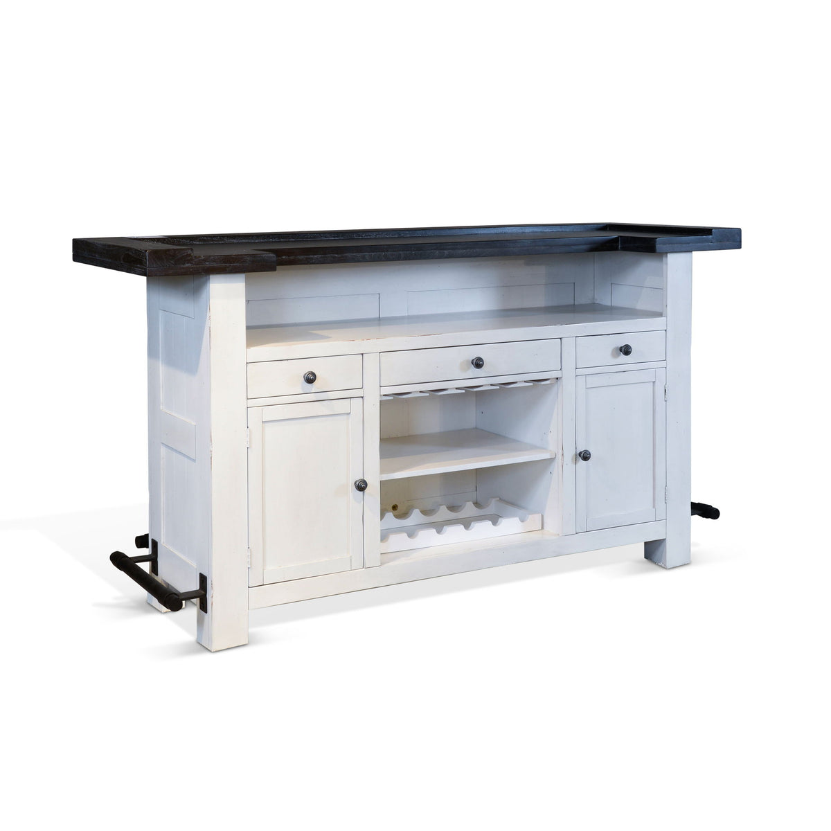 Carriage House - Farmhouse Wood Home Bar - Cottage White / Europen Dark