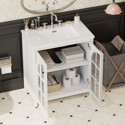Vintage Farmhouse Bathroom Vanity With Ceramic Sink