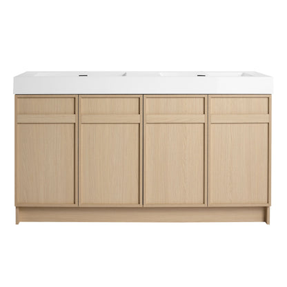 Freestanding Bathroom Vanity With Resin Sink & Soft Close Cabinet Doors