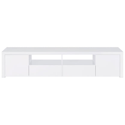 Garner - 2 Door Stand With Drawers Media Console - Gloss White