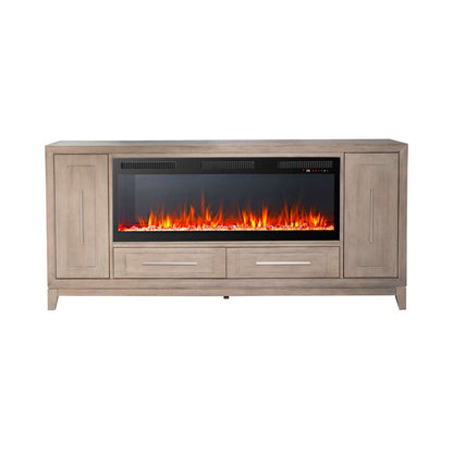 Fireplace TV Consoles - 80" Console With Fire FTS - Light Brown