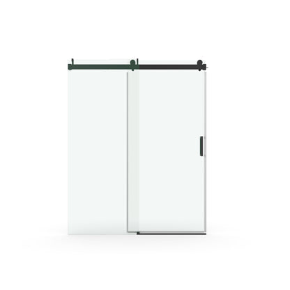 Frameless Soft Closing Shower Door, 1 / 4" (6Mm) Tempered Glass Single Sliding With Explosion Proof Coating - Matte Black