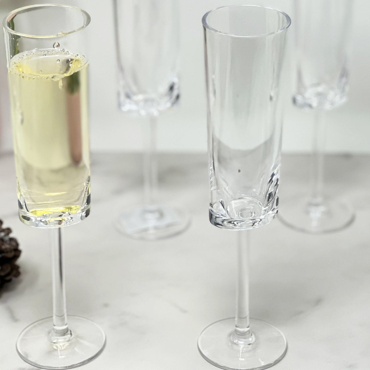Oval Halo - Acrylic Champagne Flutes (Set of 4)