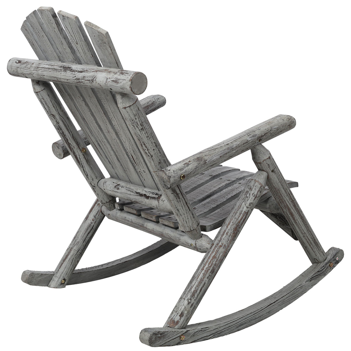 Durable Wooden Porch Rocker, Fir Log Rocking Chair