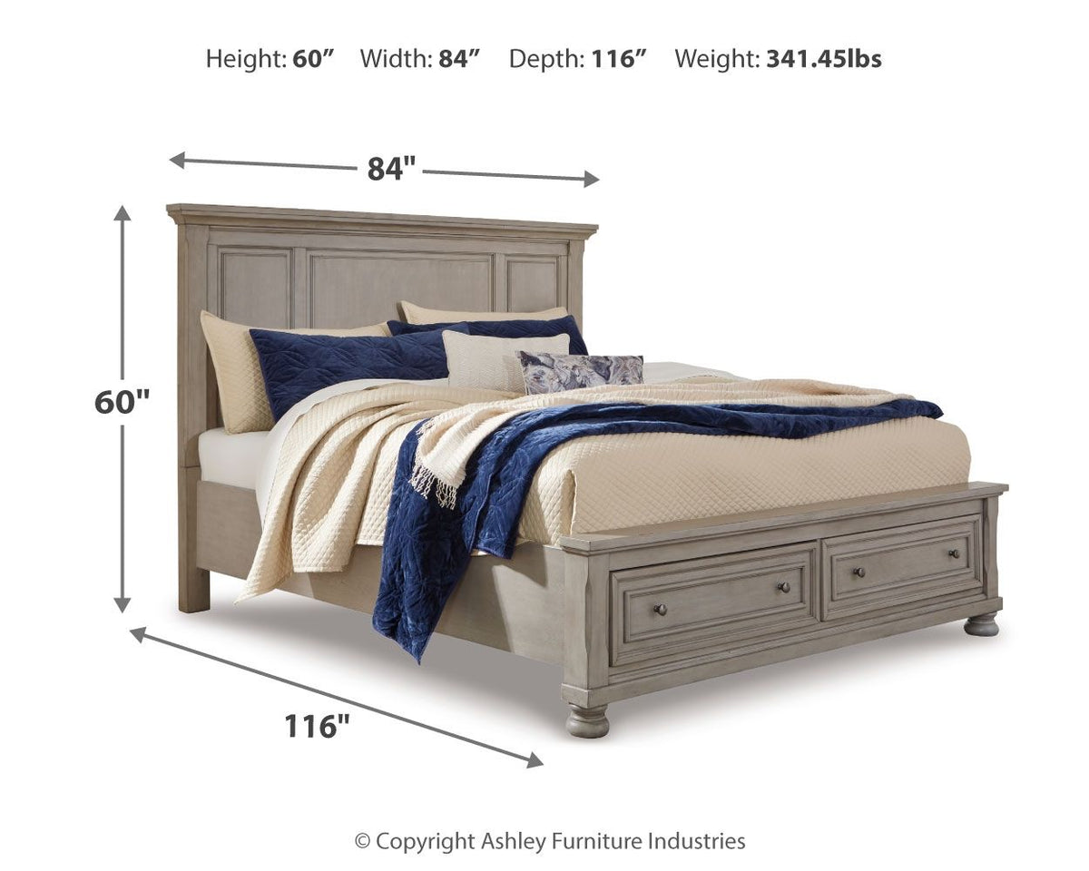 Lettner - California King Panel Storage Bed - Light Gray
