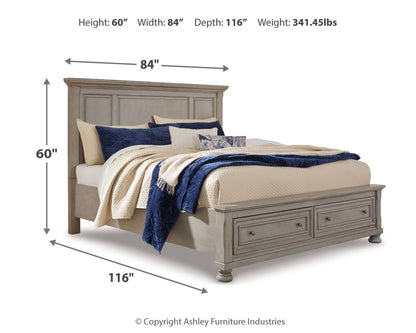 Lettner - California King Panel Storage Bed - Light Gray