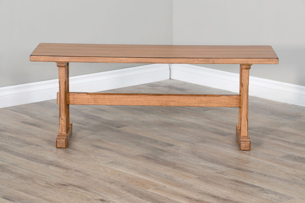 Sedona - Rustic Trestle Dining Bench - Rustic Oak