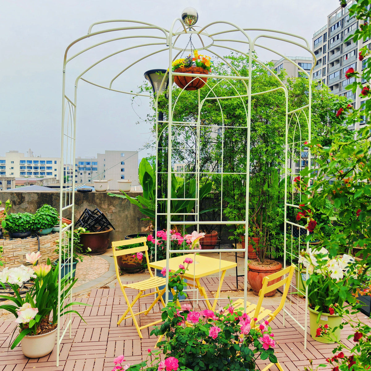 Metal Garden Arch Iron Garden Arbors Gazebo Dia High Birdcage Shape Pergola Pavilion For Wedding Ceremony