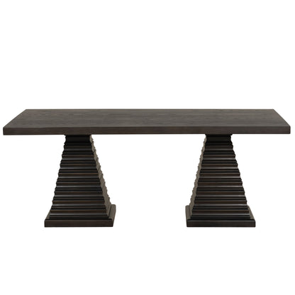 Plateau - 78" Rectangle Dining Table - Top & Base - Rustic Espresso