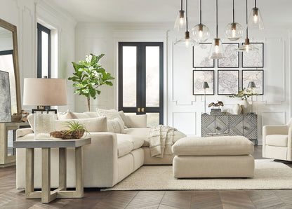 Elyza - 2 Pc. - Right Arm Facing Corner Chaise 3 Pc.Sectional, Ottoman - Linen