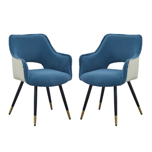 Side Chair, Living Room Bedroom Kitchen Vanity Accent Chair (Set of 2) - Blue