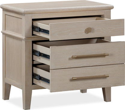 Camden - Three Drawer Oak Wood Nightstand - Chai